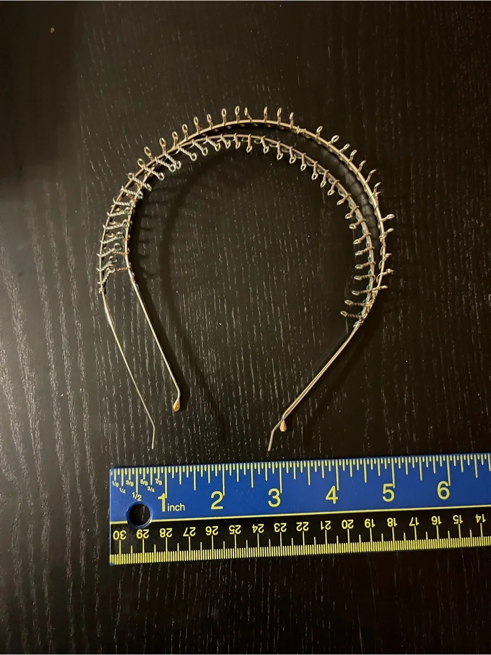 Vintage Metal Wire Double Comb Headband Silver Tone Hair Accessory